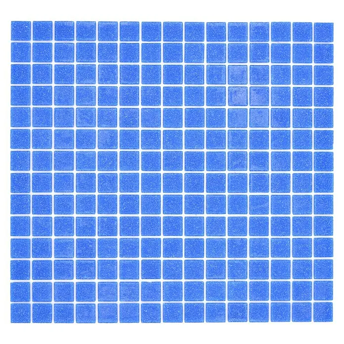 Mosaikfliese Quadrat Uni GM A 39P - L x B: 32,7 x 30,5 cm, Kobaltblau, Glänzend - Nahaufnahme von blauen Mosaikfliesen, die ein gleichmäßiges Muster für Badezimmer oder Küchenrückwände bilden.