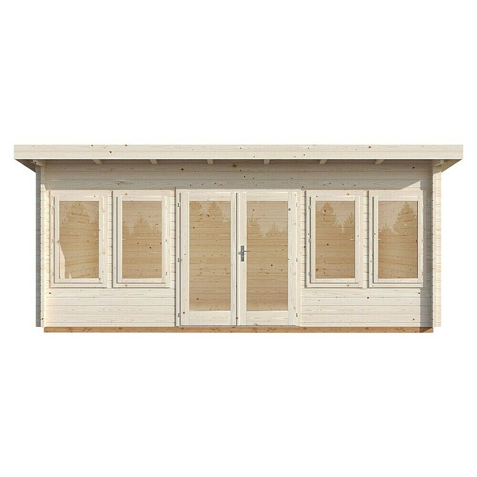 Palmako Caseta de jardín (Madera, 14,2 m², Espesor de pared: 44 mm, Natural)
