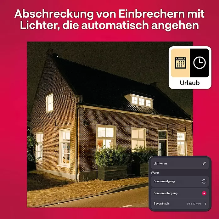 Innr Lighting Smart-LED-Lampe Bulb Colour - E27, Dimmbar, RGBW, 806 lm, 8,5 W, 2 Stk. - Smart Home App automatisiert Lichter im Haus bei Nacht, simuliert Anwesenheit zur Einbruchsabschreckung. Sonnenuntergang-Aktivierung und Urlaubsmodus sind sichtbar.