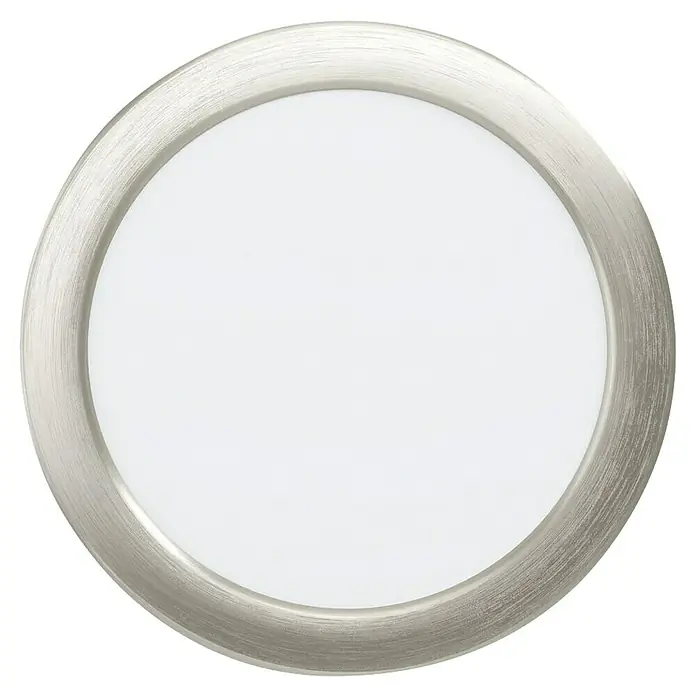 Eglo Fueva 6 Downlight empotrable LED redondo - 10 W, Ø x Al: 16,6 x 3,1 cm, Níquel, 2.700 K - 6.500 K, IP20 - Plafón LED redondo con marco de metal cepillado y difusor blanco para una iluminación uniforme. Ideal para interiores modernos.