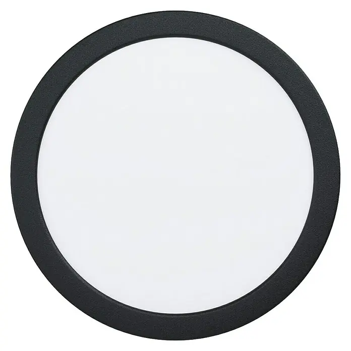 Eglo Fueva 6 Downlight empotrable LED redondo - 12 W, Ø x Al: 21,6 x 3,1 cm, Negro, 2.700 K - 6.500 K, IP20 - Lámpara de techo redonda con marco negro y cubierta blanca, ideal para interiores modernos e para iluminar pasillos o baños.