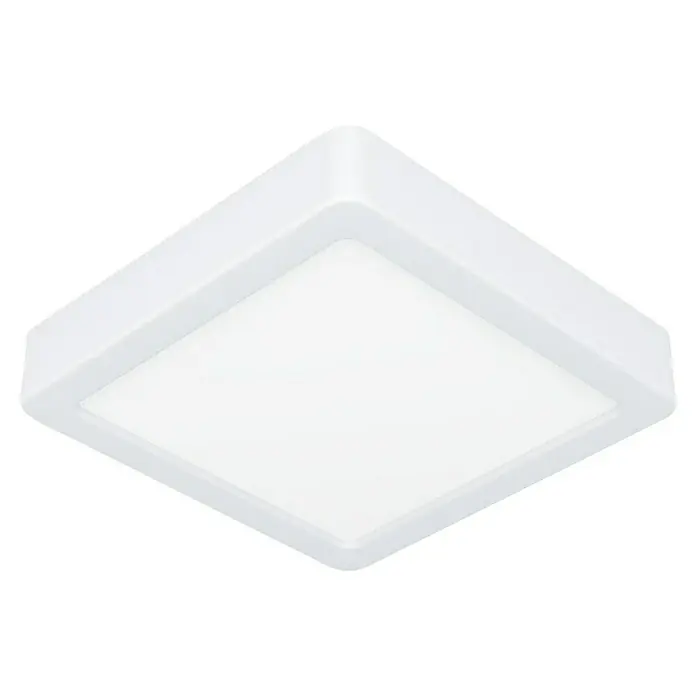 Eglo Fueva 6 Foco downlight de superficie LED - 7 W, L x An x Al: 15 x 15 x 2 cm, Blanco, Blanco frío - Plafón LED cuadrado blanco para una iluminación interior brillante y moderna.