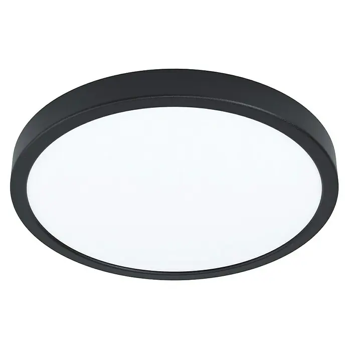 Eglo Fueva 6 Downlight empotrable LED redondo - 14,2 W, Ø x Al: 28 x 2 cm, Negro, Blanco cálido - Lámpara de techo redonda negra sencilla con difusor blanco para una iluminación uniforme. Ideal para espacios modernos.