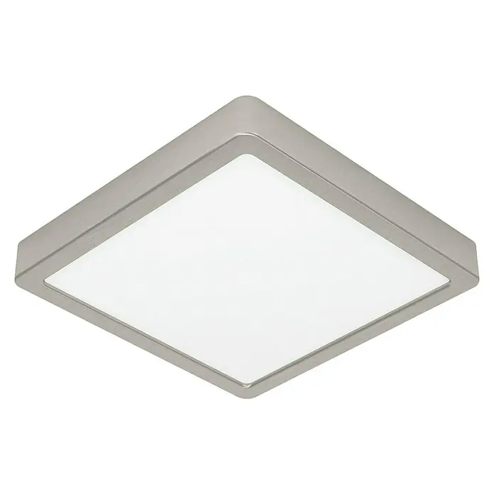 Eglo Fueva 6 Downlight LED empotrable - 10,5 W, L x An x Al: 22 x 22 x 2 cm, Níquel, Blanco frío - Plafón de techo cuadrado moderno con marco de metal cepillado y luz brillante y difusa. Ideal para interiores contemporáneos e iluminación eficiente energéticamente.