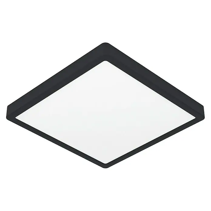 Eglo Fueva 6 Foco downlight de superficie LED - 13 W, L x An x Al: 29 x 29 x 2 cm, Negro, Blanco frío - Moderna lámpara de techo cuadrada con marco negro y luz difusa sin deslumbramiento para una iluminación uniforme de la habitación.
