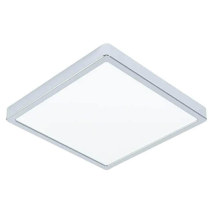 Eglo Fueva 6 Foco downlight de superficie LED - 13 W, L x An x Al: 29 x 29 x 2 cm, Cromo, Blanco frío - Lámpara de techo LED cuadrada con marco plateado, ideal para interiores modernos. Iluminación brillante y eficiente para espacios residenciales y comerciales.