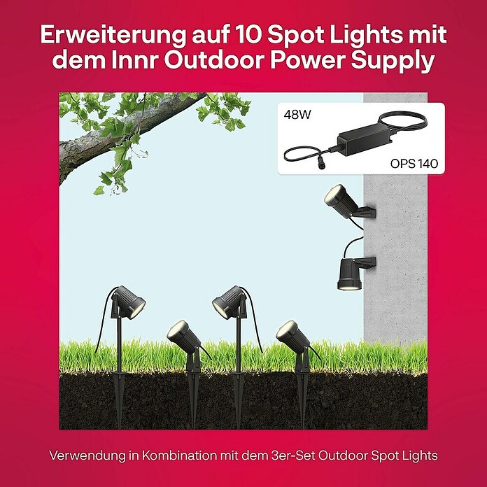 Innr Lighting LED-Gartenspot Erweiterung Colour (24 W, RGBW, IP65, 8 cm) | BAUHAUS