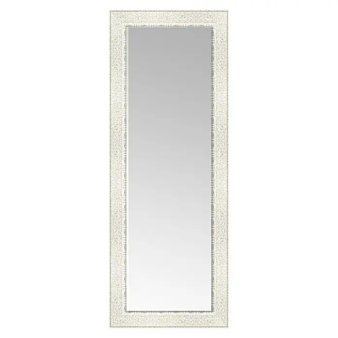 Espejo de pared Roma - 56 x 149 cm, Blanco decapado - Elegante espejo de cuerpo entero con un marco blanco ornamentado. El espejo es un elemento decorativo elegante para cualquier habitación.
