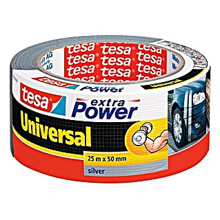 Tesa Extra Power Cinta adhesiva de papel universal (Plata, 25 m x 50 mm)