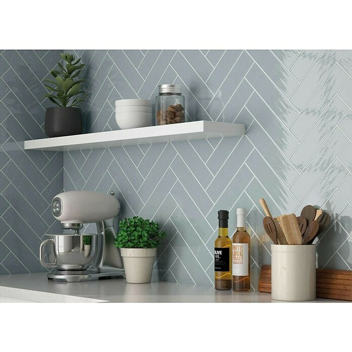 BHS Showroom Revestimiento de pared Travel (7,5 x 30 cm, Aquamarina, Brillante) | BAUHAUS