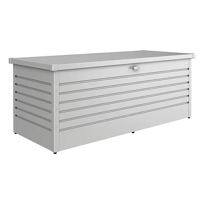 Biohort FreizeitBox Gartenbox FreizeitBox 180 - L x B x H: 181 x 79 x 71 cm, Silber Metallic, Stahl - Linke Seitenansicht