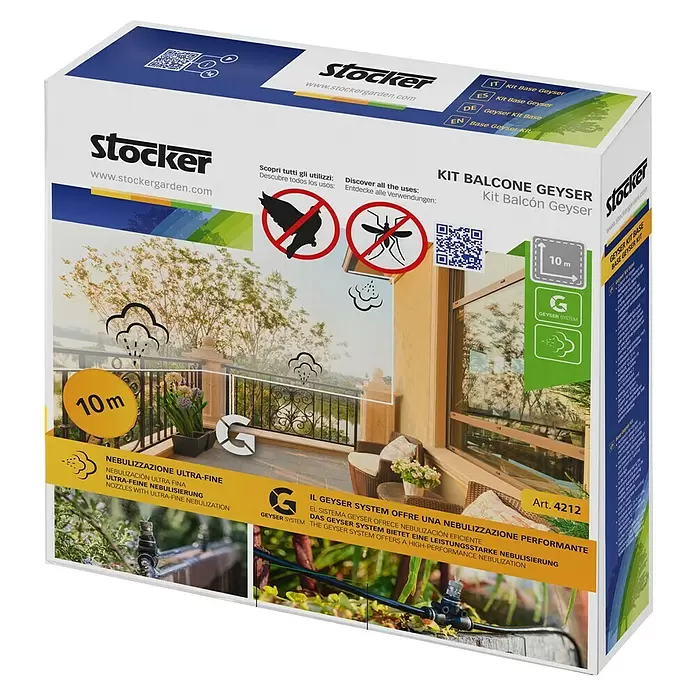 Stocker Geyser Zubehör-Set Balkon-Kit - Passend für: Stocker Geyser-Vernebler - Stocker Geyser System Balkon-Kit zur Außenkühlung und Schädlingsabwehr. Mit ultrafeiner Vernebelung, 10m.