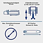 Scheppach IXES 20V Benzin-Kettensäge PCS56E (2,3 kW, 56 cm³, Schwertlänge: 51 cm) | BAUHAUS