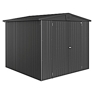 Biohort Gerätehaus Europa (Außenmaß inkl. Dachüberstand (B x T): 244 x 228 cm, Stahl, Dunkelgrau Metallic)