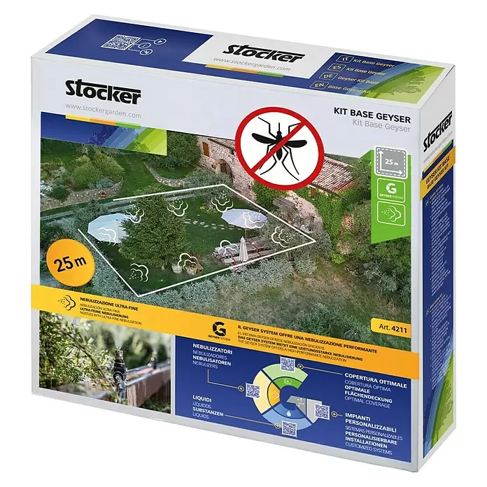 Stocker Geyser Zubehör-Set Kit Base - Passend für: Stocker Geyser-Vernebler - Stocker Kit Base Geyser gegen Mücken im Garten, zeigt 25m Reichweite und ultrafeine Vernebelung.