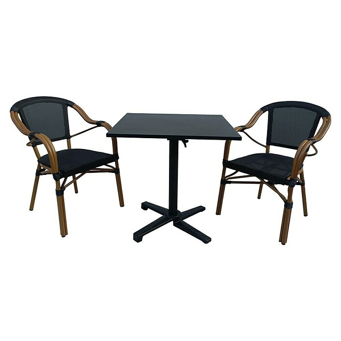 Mesa auxiliar de jardín Sibuco II (L x An x Al: 70 x 70 x 73 cm, Acero, Negro, Abatible) | BAUHAUS