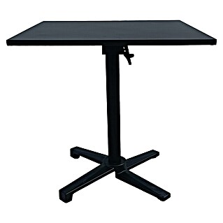 Mesa auxiliar de jardín Sibuco II (L x An x Al: 70 x 70 x 73 cm, Acero, Negro, Abatible)