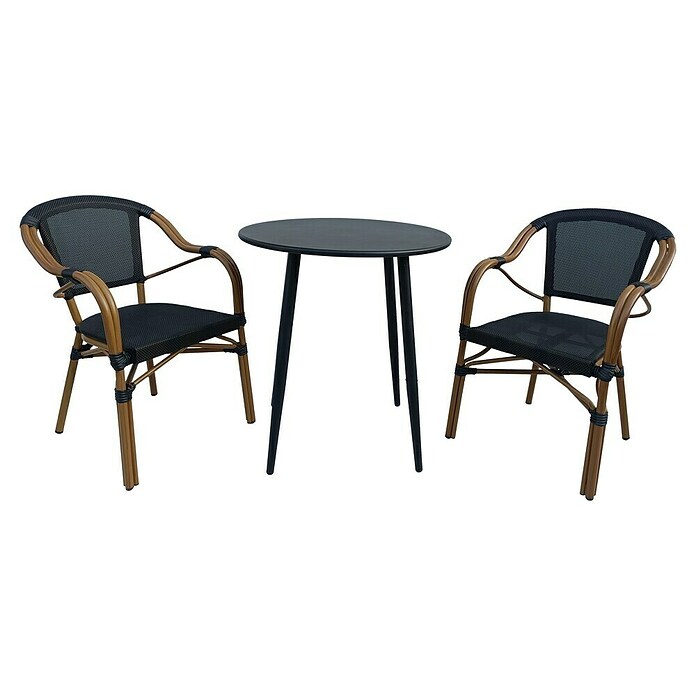 Set de muebles de jardín Lunday + Sibuco (Ø x Al: 70 x 75 cm, 3 pzs., Acero, Negro) | BAUHAUS