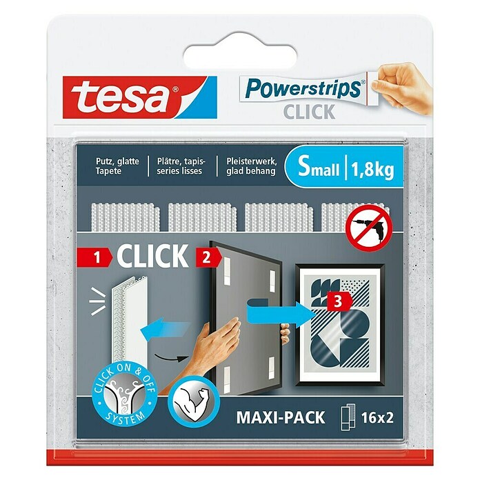 Tesa Selbstklebestrip POWERSTRIPS CLICK 16X2 S (16 Stk., B x L: 20 x 60 mm) | BAUHAUS