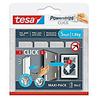 Tesa Selbstklebestrip POWERSTRIPS CLICK 16X2 S (16 Stk., B x L: 20 x 60 mm)