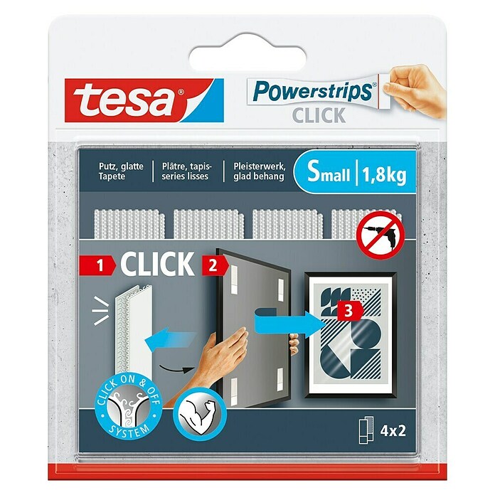 Tesa Selbstklebestrip POWERSTRIPS CLICK 4X2 S (4 Stk., B x L: 20 x 60 mm) | BAUHAUS