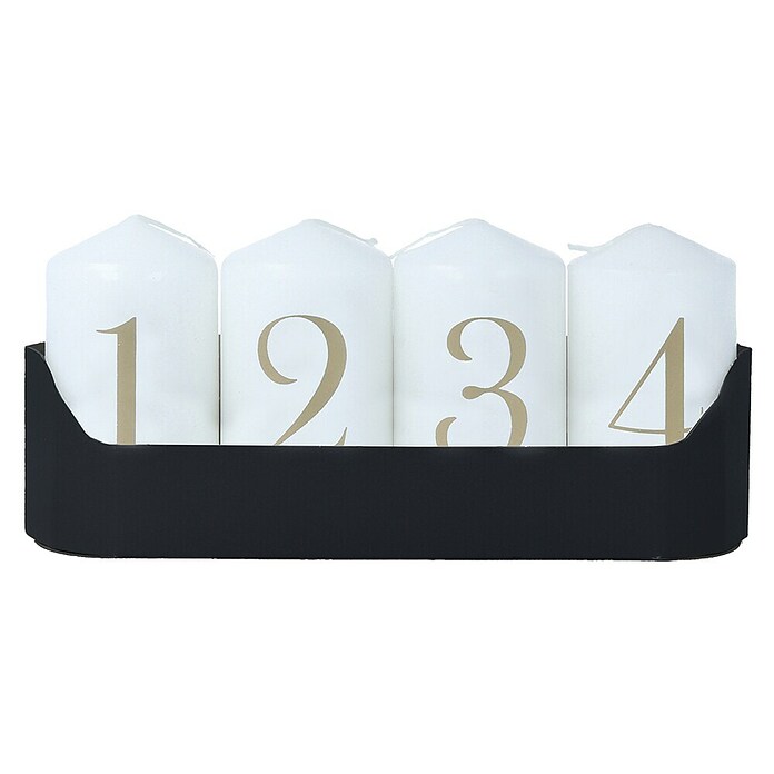 Hofer Stumpenkerzen-Set Zahlen (4 -tlg., Ø x H: 5 x 9 cm, Weiß/Gold) | BAUHAUS