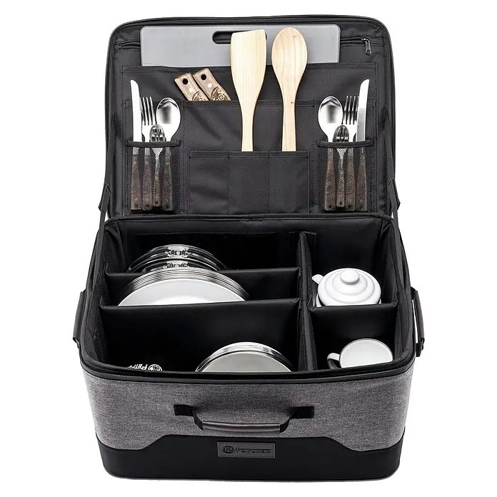 Petromax Transportbox Catago - L x B x H: 50 x 38 x 28 cm, Textil - Petromax Transport- und Organisationstasche mit Geschirr, Utensilien und Fächern für den sicheren Transport von Campingzubehör.