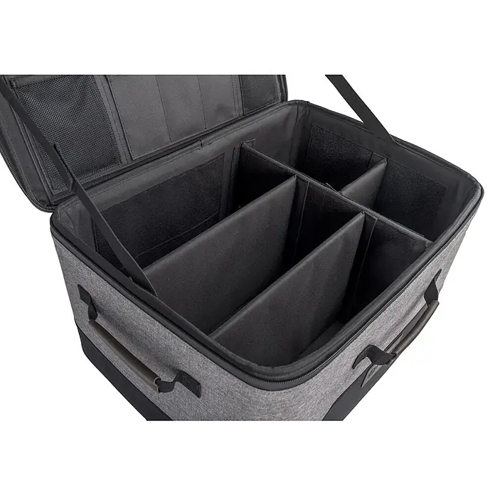 Petromax Transportbox Catago - L x B x H: 50 x 38 x 28 cm, Textil - Offene graue Tragetasche mit Fächern, ideal zum Transportieren und Organisieren von Werkzeugen und Zubehör. Praktisch für Hobby und Beruf.