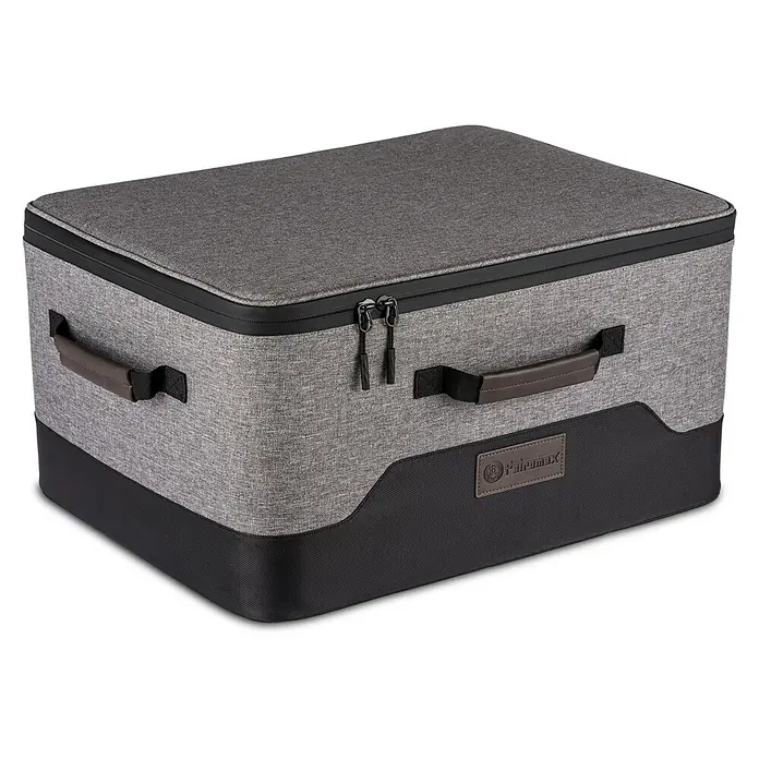 Petromax Transportbox Catago - L x B x H: 50 x 38 x 28 cm, Textil - Graue und schwarze Petromax Transport- und Aufbewahrungsbox mit Reißverschluss und Tragegriffen.