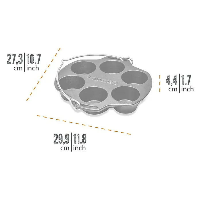Petromax Backform Muffins - Gusseisen, Durchmesser: 27 cm - Petromax Mini-Gusseisenform für 7 Muffins, ideal für Outdoor-Küche. Robust und vielseitig für süße & herzhafte Speisen.