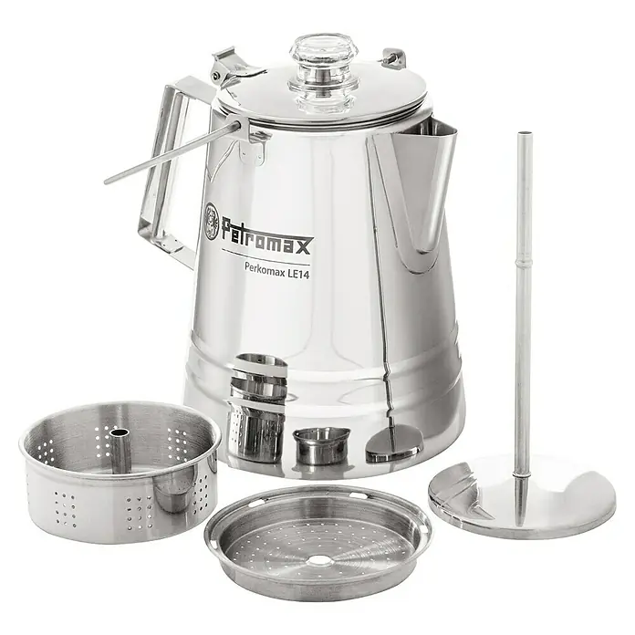 Petromax Perkolator Perkomax - Edelstahl, 1,5 l - Petromax Perkomax LE14 Kaffeebereiter aus Edelstahl mit Zubehör für köstlichen Outdoor-Kaffee.