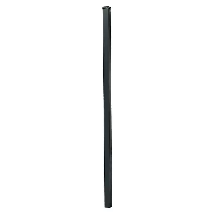 Floraworld Zaunpfosten - Höhe: 160 cm, Durchmesser: 7,6 cm, Anthrazit, Aluminium, Zum Einbetonieren - Anthrazitfarbener Vierkant-Zaunpfosten mit Kappe.