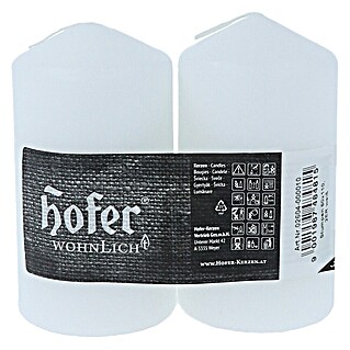 Hofer Wohnlicht Stumpenkerzen-Set (Ø x H: 6 x 11 cm, Weiß, 2 -tlg.)