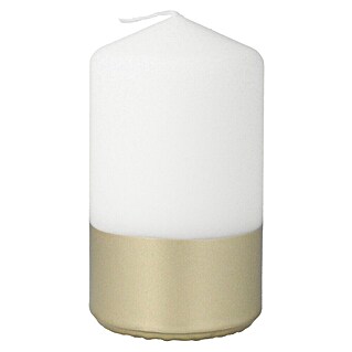 Hofer Stumpenkerze Deluxe (Weiß-Platin, Ø x H: 6 x 11 cm, 1 Stk.)