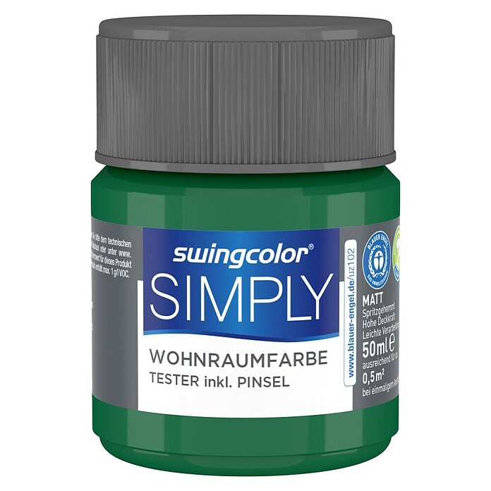 swingcolor Wandfarbe SIMPLY Tester (Grün - Nr. 21, 50 ml, Matt)