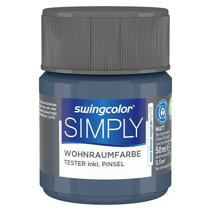 swingcolor Wandfarbe SIMPLY Tester (Blau - Nr. 17, 50 ml, Matt)