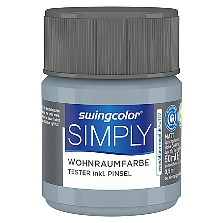 swingcolor Farbtester SIMPLY Wohnraumfarbe (Blau - Nr. 19, Matt, 50 ml)