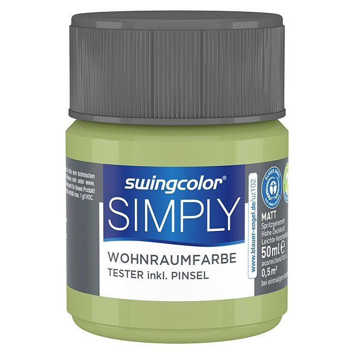 swingcolor Wandfarbe SIMPLY Tester (Grün - Nr. 22, 50 ml, Matt)