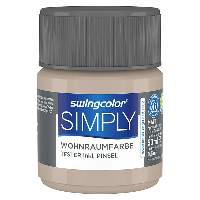 swingcolor Farbtester SIMPLY Wohnraumfarbe - Braun - Nr. 11, Matt, 50 ml - Farbdose Swingcolor Simply Wohnraumfarbe.