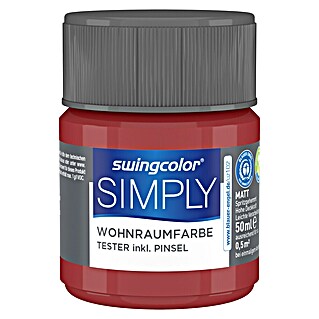 swingcolor Farbtester SIMPLY Wohnraumfarbe (Rot - Nr. 14, Matt, 50 ml)