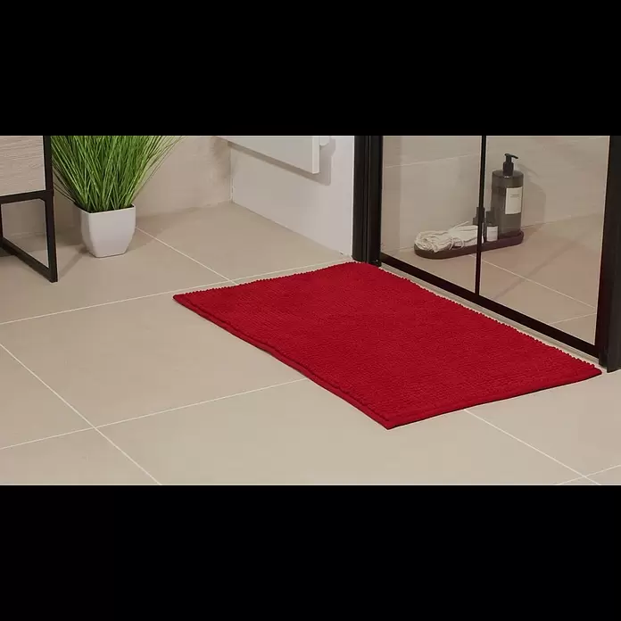 Camargue Badteppich Zottel50 x 80 cm, Rot, 100% Polyester - Camargue Badteppich Zottel