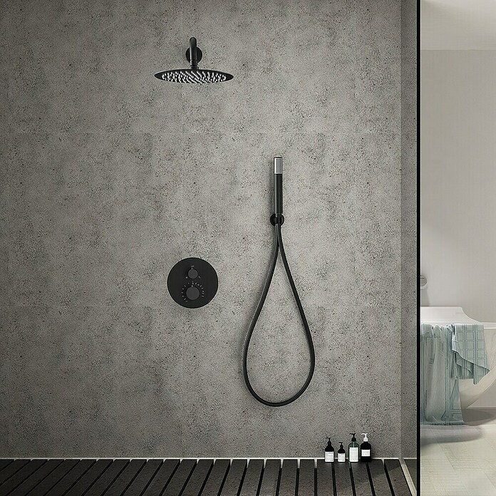 Imex Line Sistema de ducha empotrado (Cartucho del termostato, Negro) | BAUHAUS