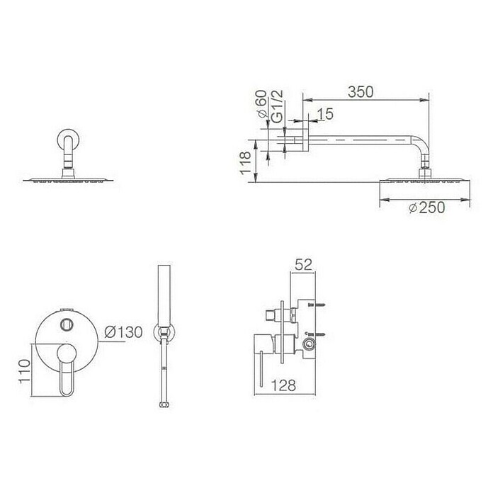 Imex Milos Conjunto de ducha empotrado (Cromo)