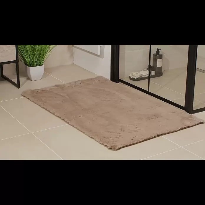 Badteppich Happy67 x 110 cm, Taupe, 100% Polyester - Badteppich Happy