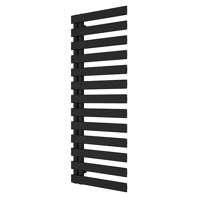 Badheizkörper Lilly - B x H: 600 x 1.400 mm, Wärmeleistung bei Vorlauftemperatur von 75 °C (D: 50): 751 W, Schwarz - Schwarzer flacher Handtuchwärmer. Modernes Design zum Heizen und Trocknen von Handtüchern.