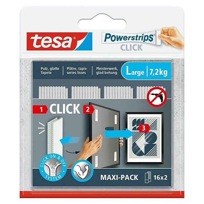 Tesa Selbstklebestrip POWERSTRIPS CLICK 16X2 L (16 Stk., B x L: 20 x 85 mm) | BAUHAUS