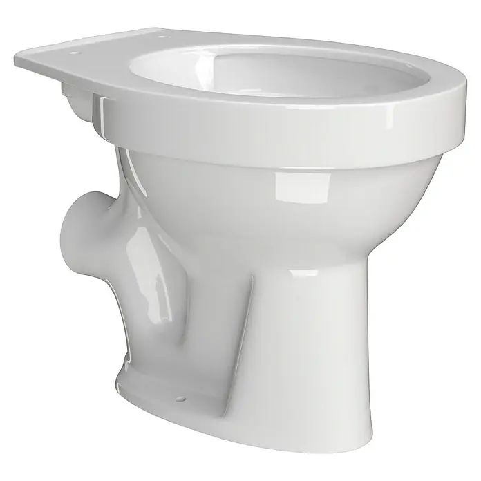 Stand-WC Delta - Spülrandlos, Ohne Spezialglasur, Spülform: Tief, WC Abgang: Waagerecht, Weiß - Nahaufnahme einer weißen wandhängenden Toilette, die modernes Design und Hygiene für Badezimmer verkörpert.