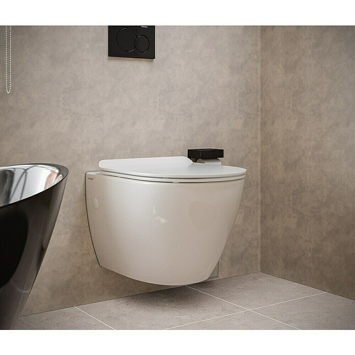 Camargue Hangend Toilet Spoelrandloos  Rome (Zonder toiletzitting, Diepspoeler, Wit)