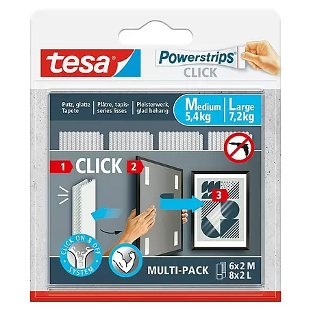 Tesa  Selbstklebestrip CLICK COMBO 6X2 M & 8X2 L