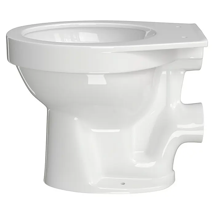 Stand-WC Delta - Spülrandlos, Ohne Spezialglasur, Spülform: Tief, WC Abgang: Waagerecht, Weiß - Nahaufnahme einer weißen Toilette, die ein elegantes und hygienisches Design für moderne Badezimmer zeigt.
